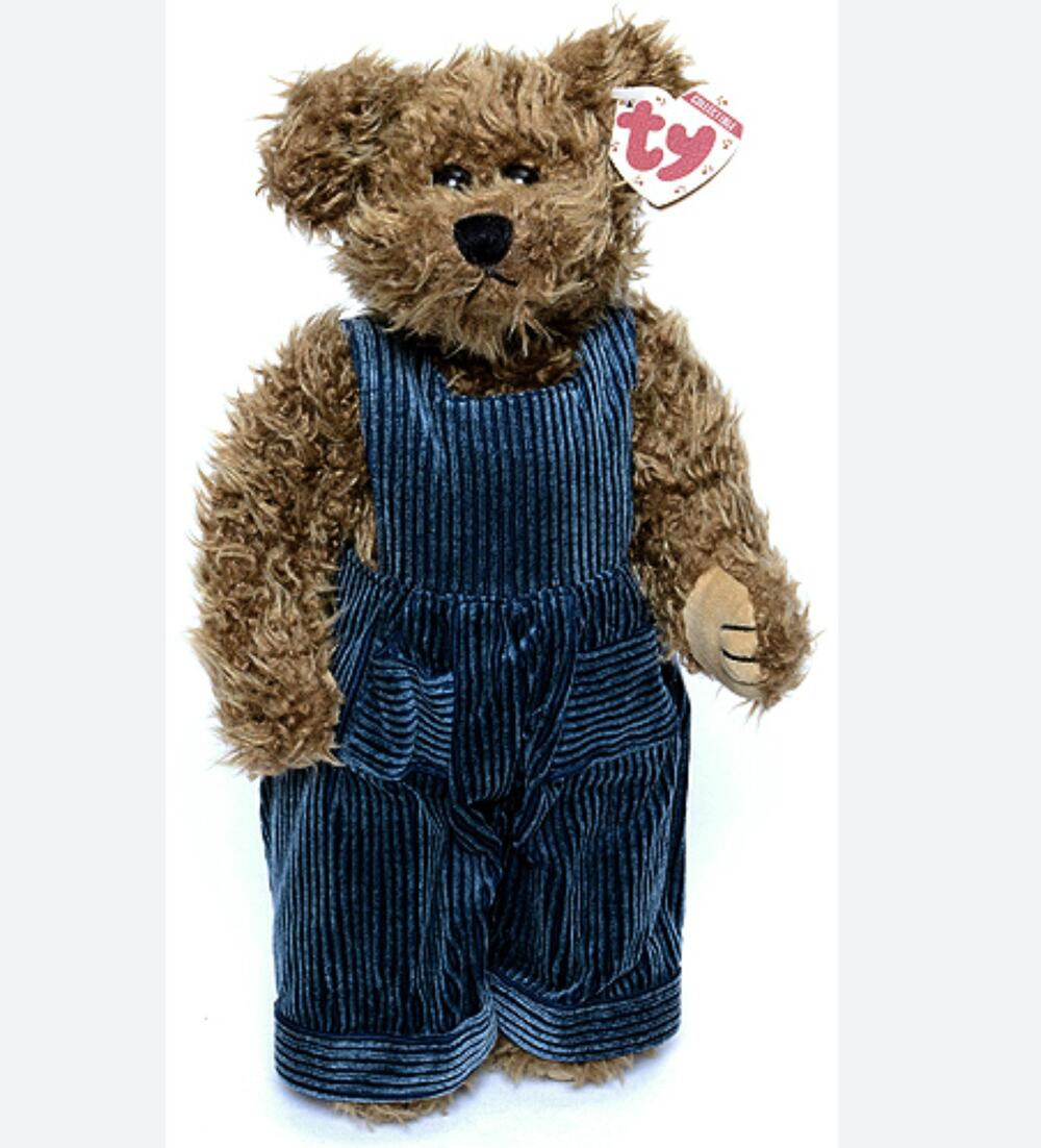 Ty Attic Treasures Grover Bear,1993 version scruffy brown fur blue  overalls